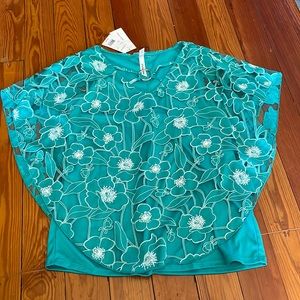 NY Collection Poncho Style Lined Blouse- S